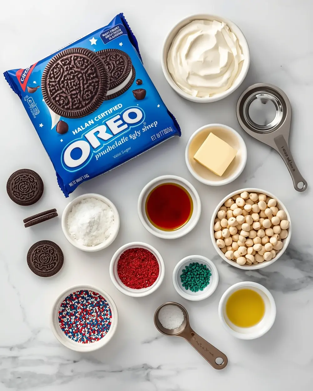 Ingredients for oreo truffles 4th july party