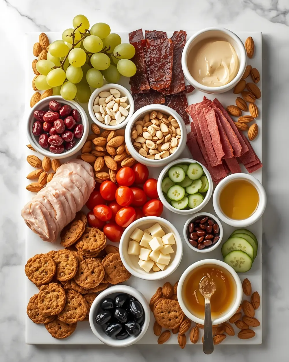 Ingredients for patriotic charcuterie board