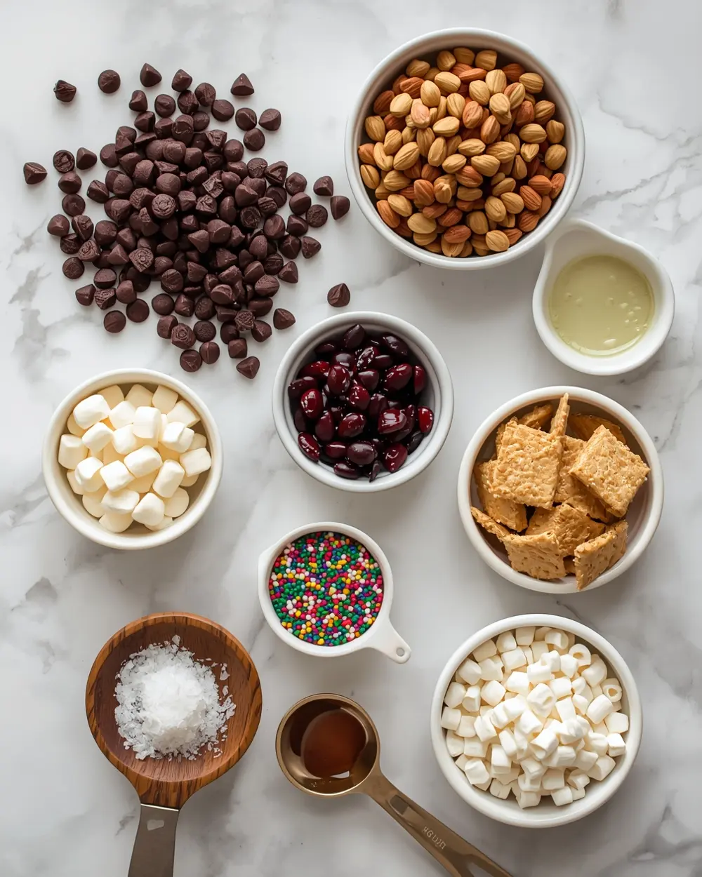 Ingredients for patriotic chocolate bark sharing