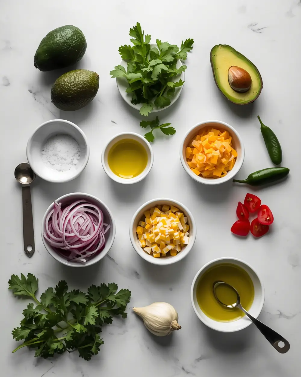 Ingredients for patriotic guacamole sharing