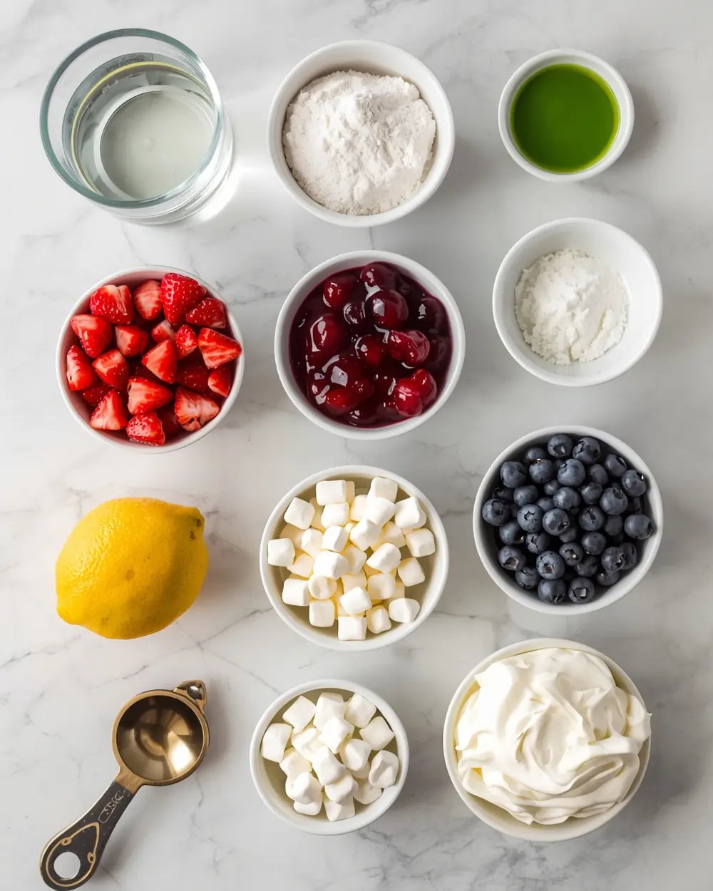 Ingredients for patriotic jello cups party