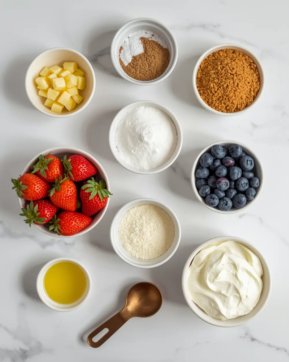 Ingredients for patriotic no bake cheesecake