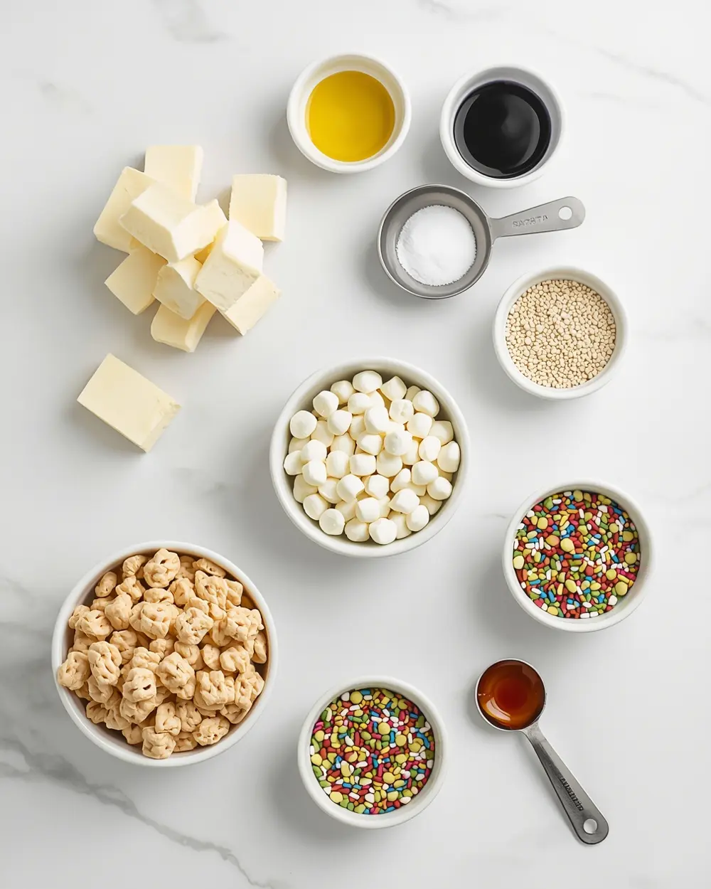 Ingredients for patriotic rice krispie treats