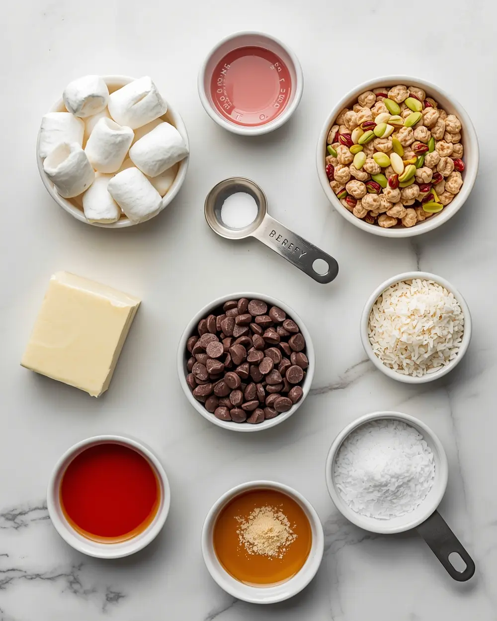 Ingredients for patriotic rice krispie treats