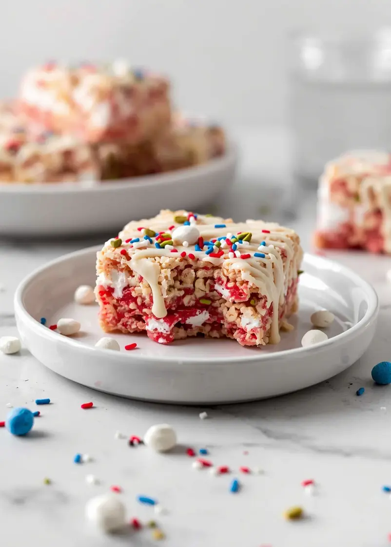 patriotic rice krispie treats ready to serve