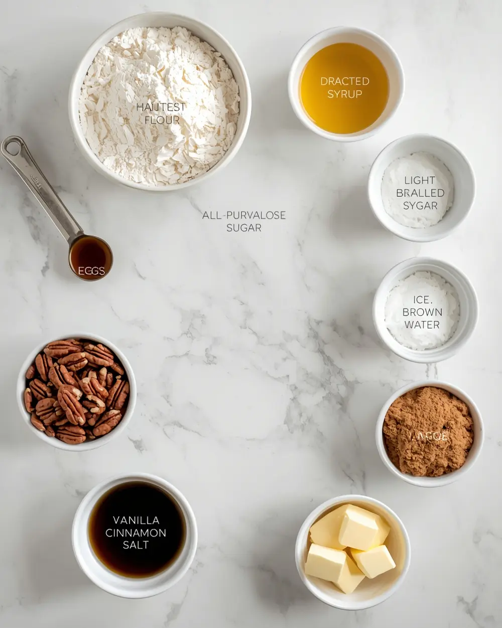 Ingredients for pecan pie Thanksgiving crowd sharing