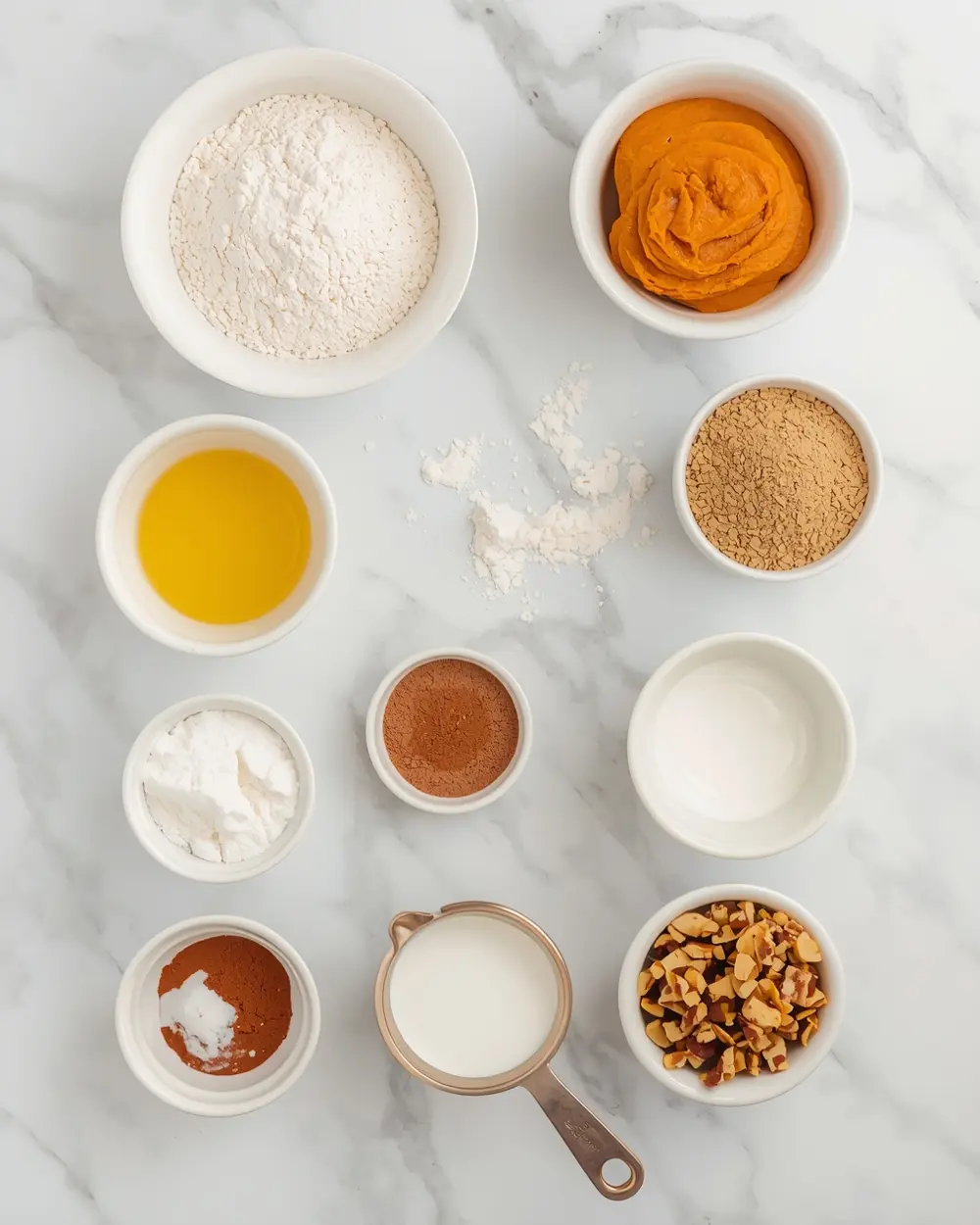 Ingredients for pumpkin bread crowd fall sharing