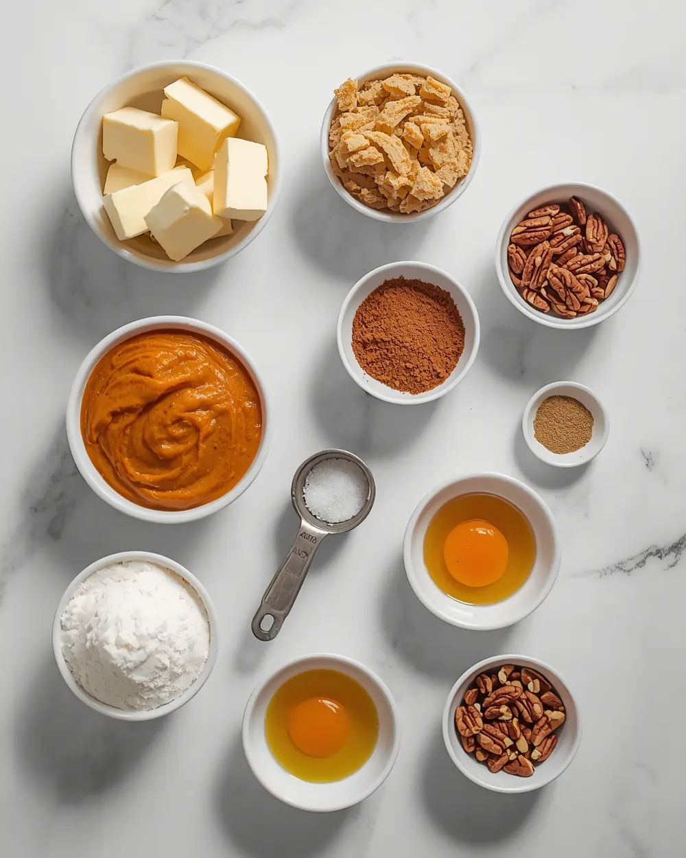 Ingredients for pumpkin cheesecake bars crowd fall