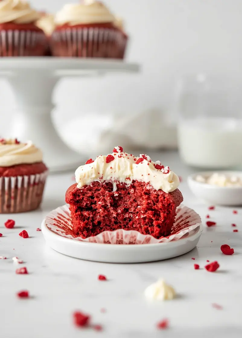 red velvet cupcakes crowd ready to serve