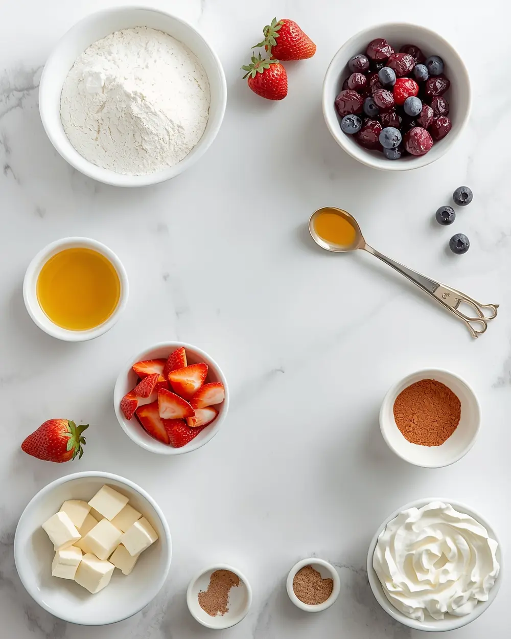 Ingredients for red white blue trifle sharing