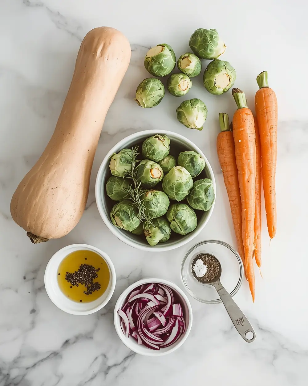 Ingredients for roasted fall vegetables Thanksgiving crowd