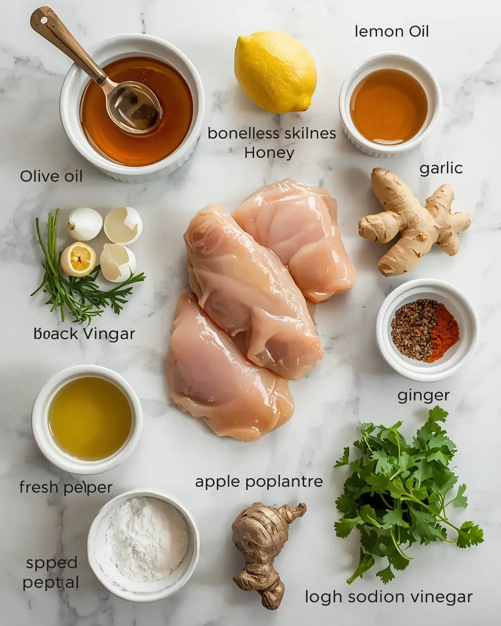 Ingredients for slow cooker honey garlic chicken BBQ