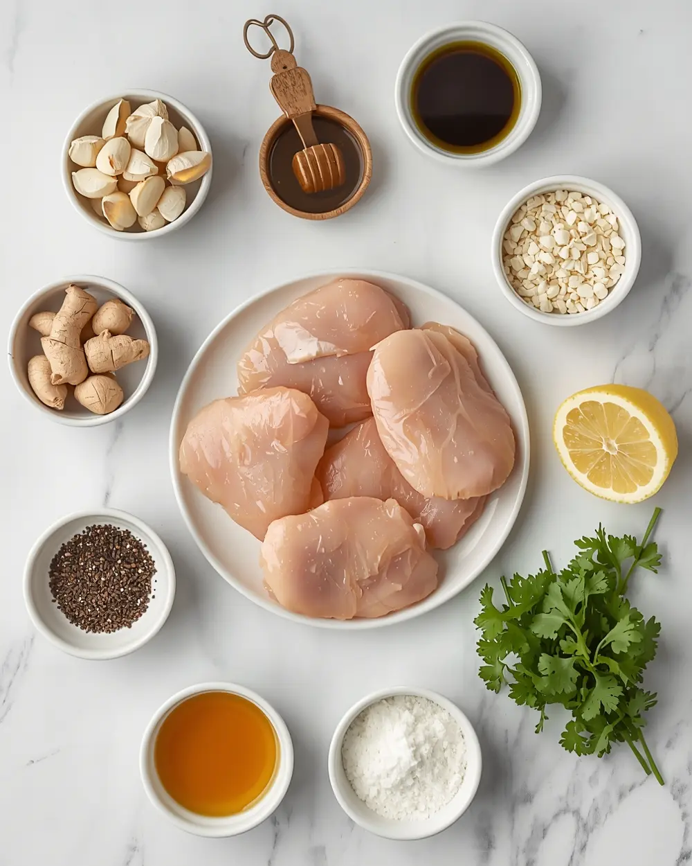 Ingredients for slow cooker honey garlic chicken BBQ