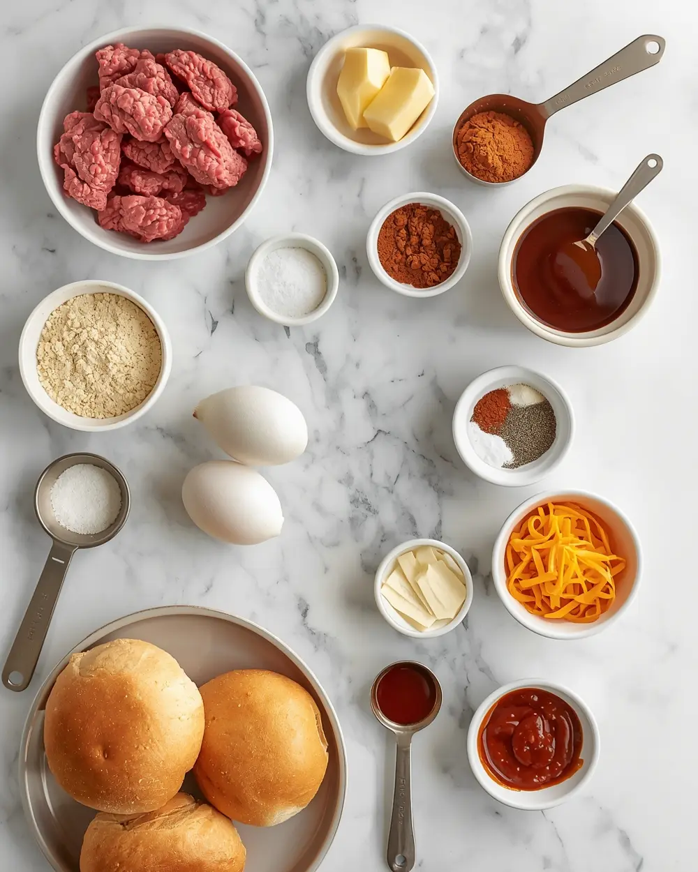 Ingredients for smash burgers crowd BBQ