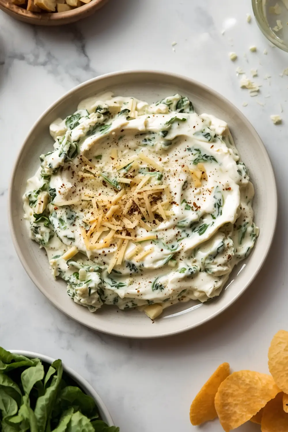 spinach artichoke dip crowd
