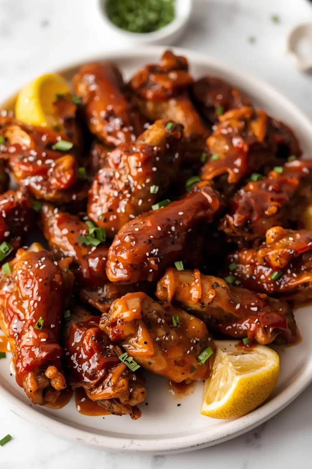 sticky BBQ chicken wings party