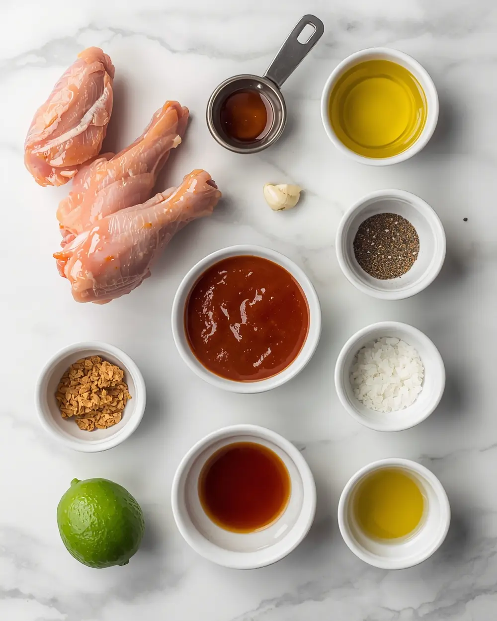 Ingredients for sticky BBQ chicken wings party