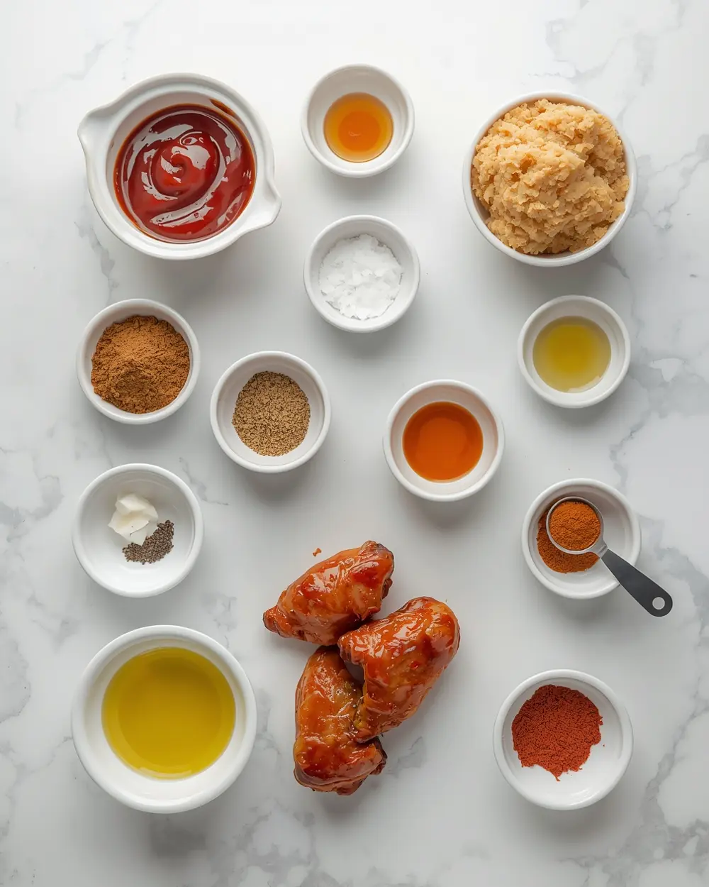 Ingredients for sticky BBQ chicken wings party