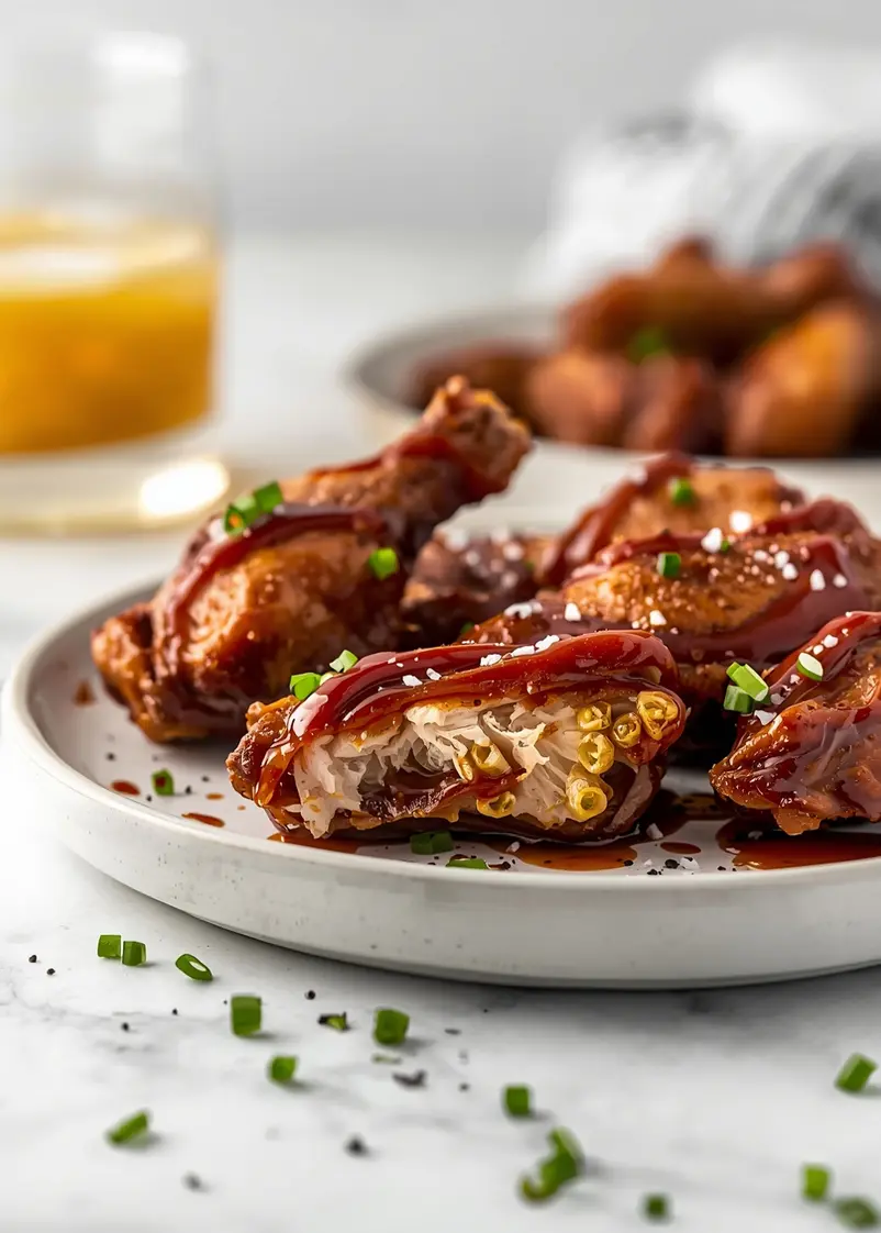 sticky BBQ chicken wings party ready to serve