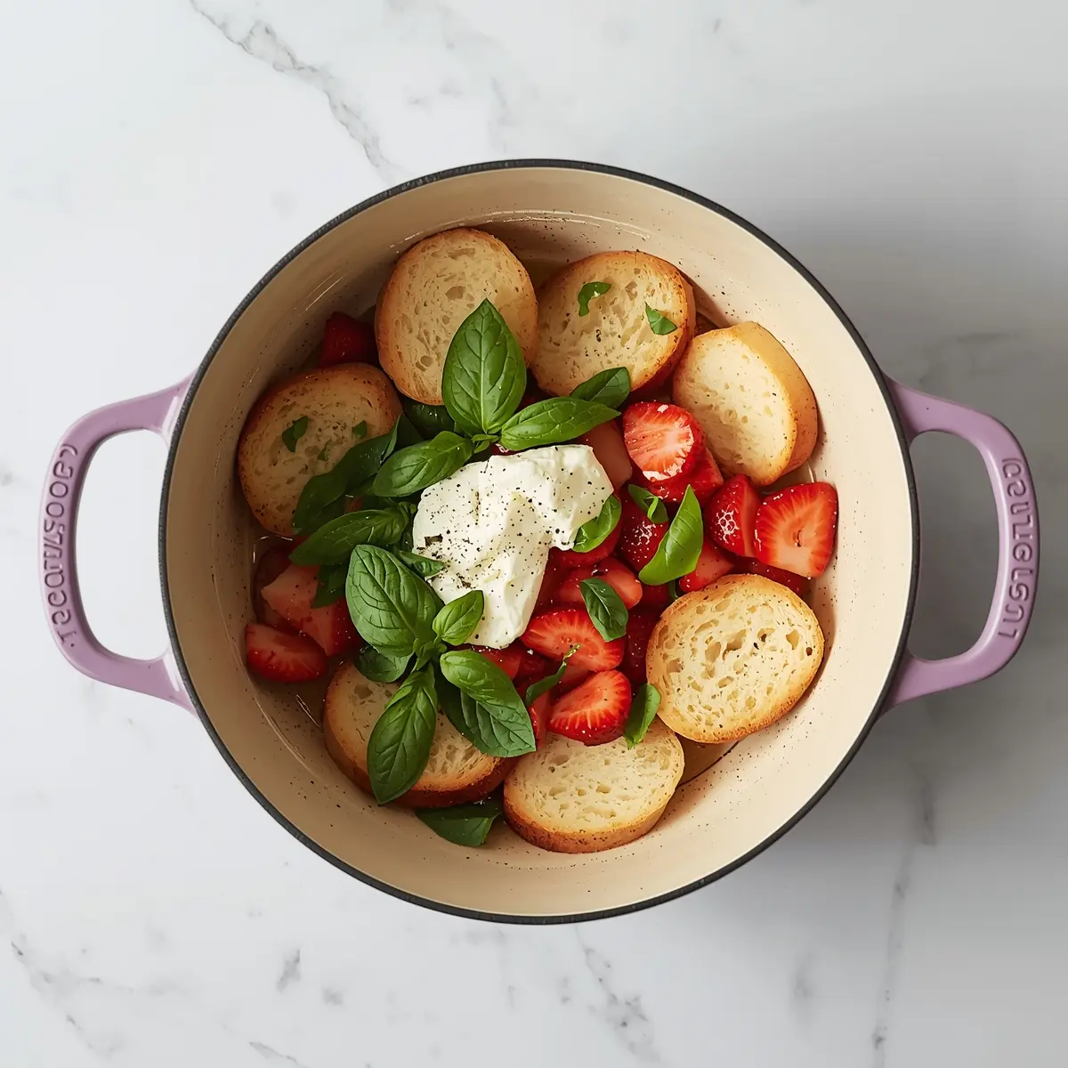Cooking instructions for strawberry basil bruschetta party