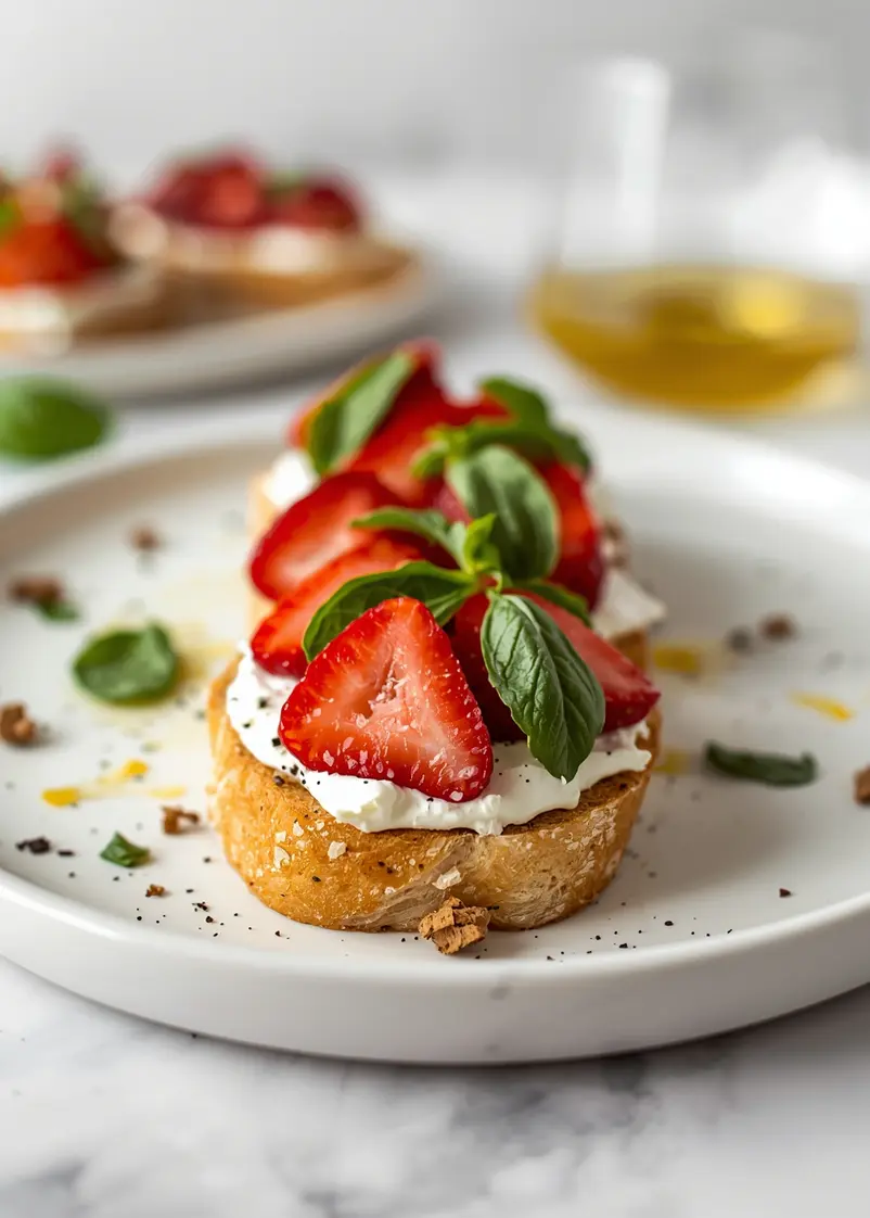 strawberry basil bruschetta party ready to serve