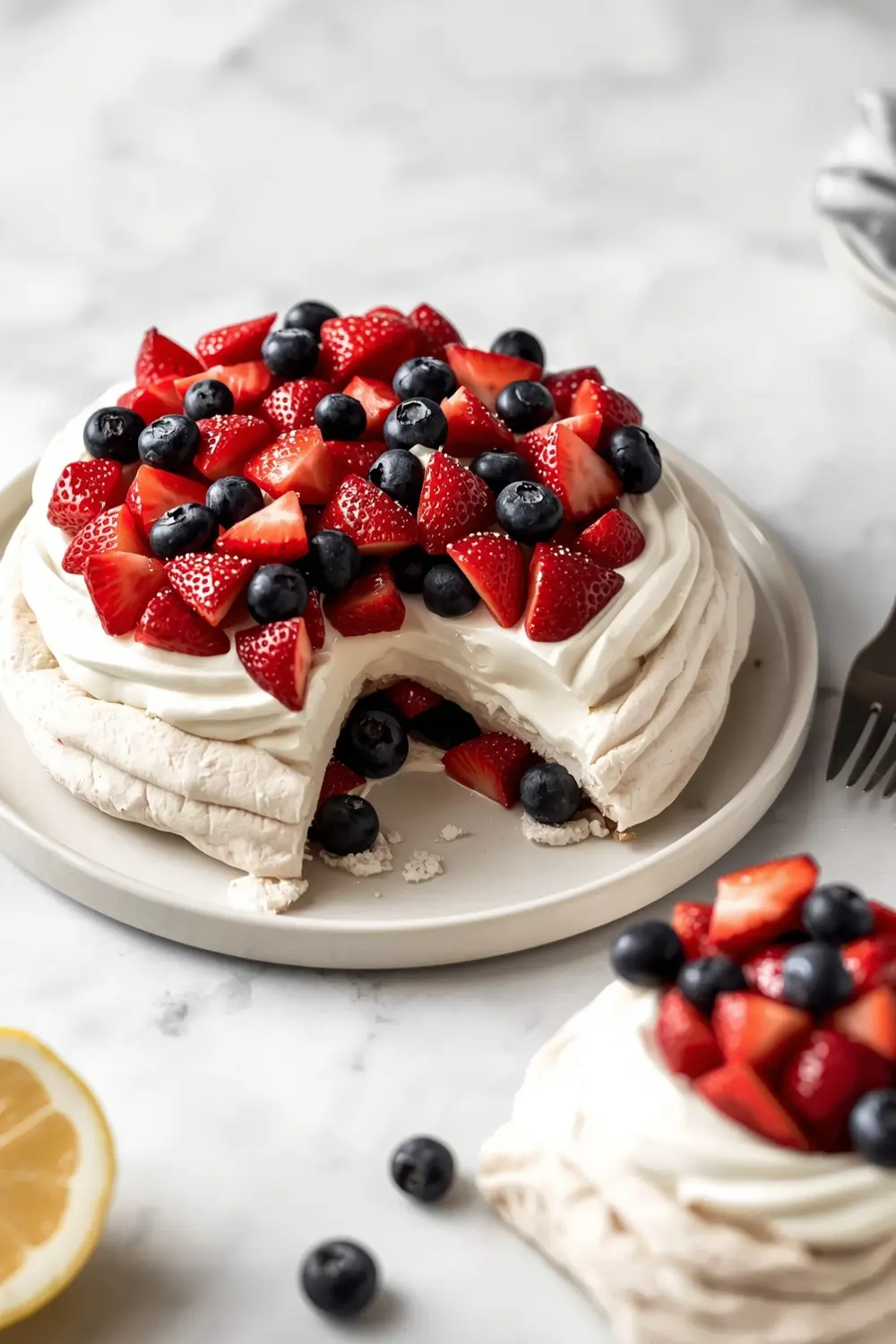 strawberry blueberry pavlova party