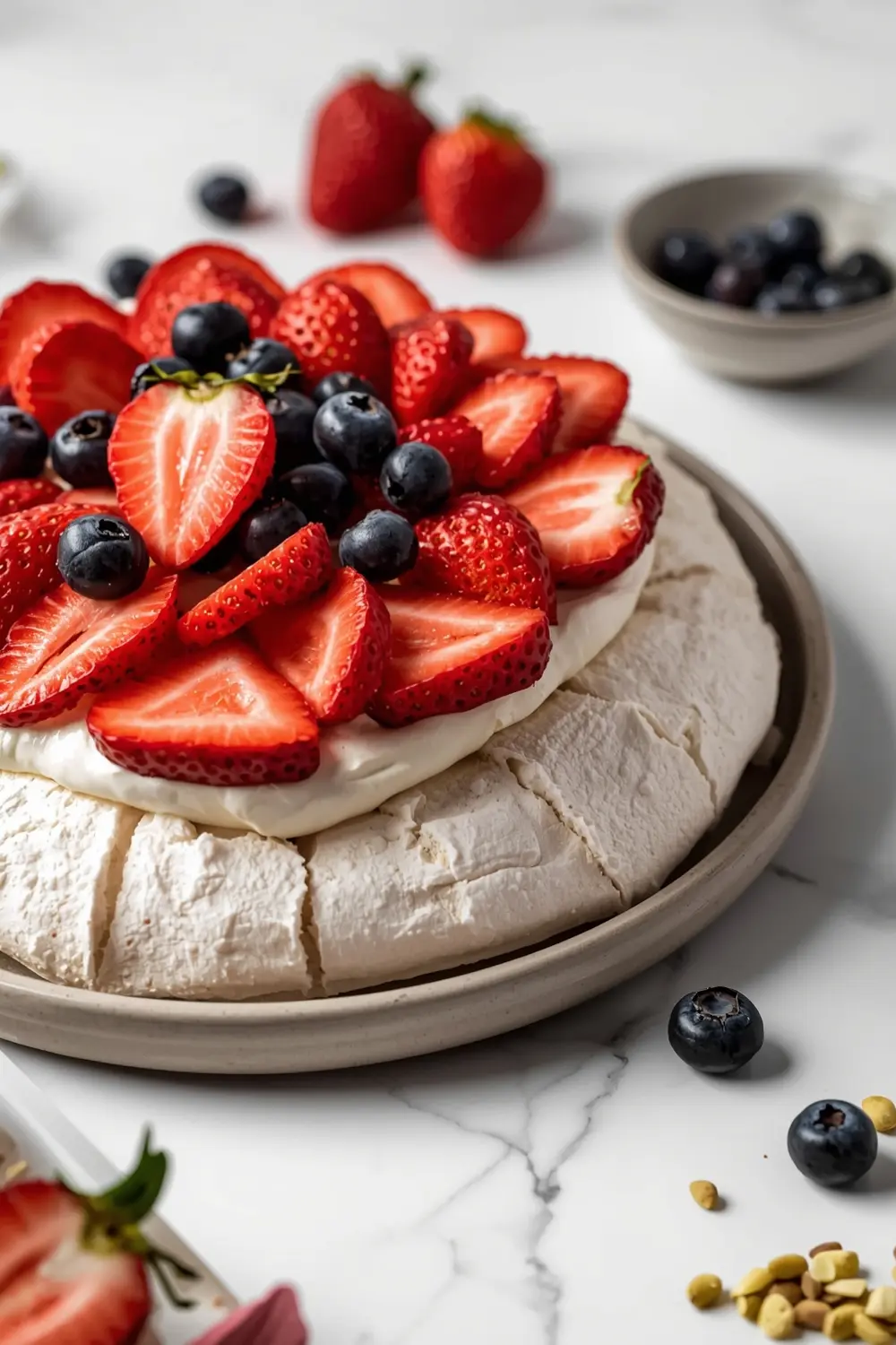 strawberry blueberry pavlova party