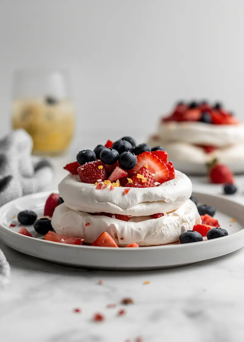 strawberry blueberry pavlova party ready to serve