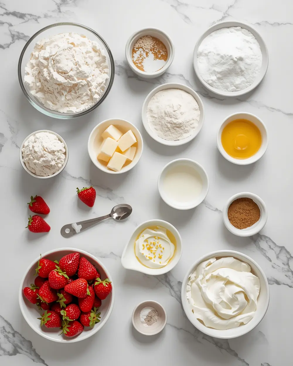 Ingredients for strawberry shortcake 4th july crowd