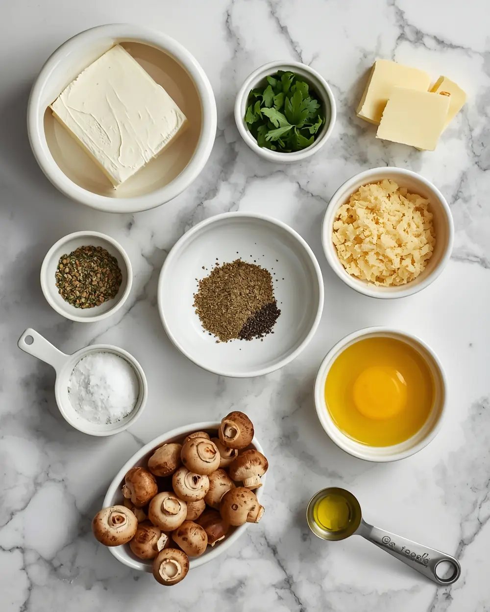 Ingredients for stuffed mushrooms crowd party