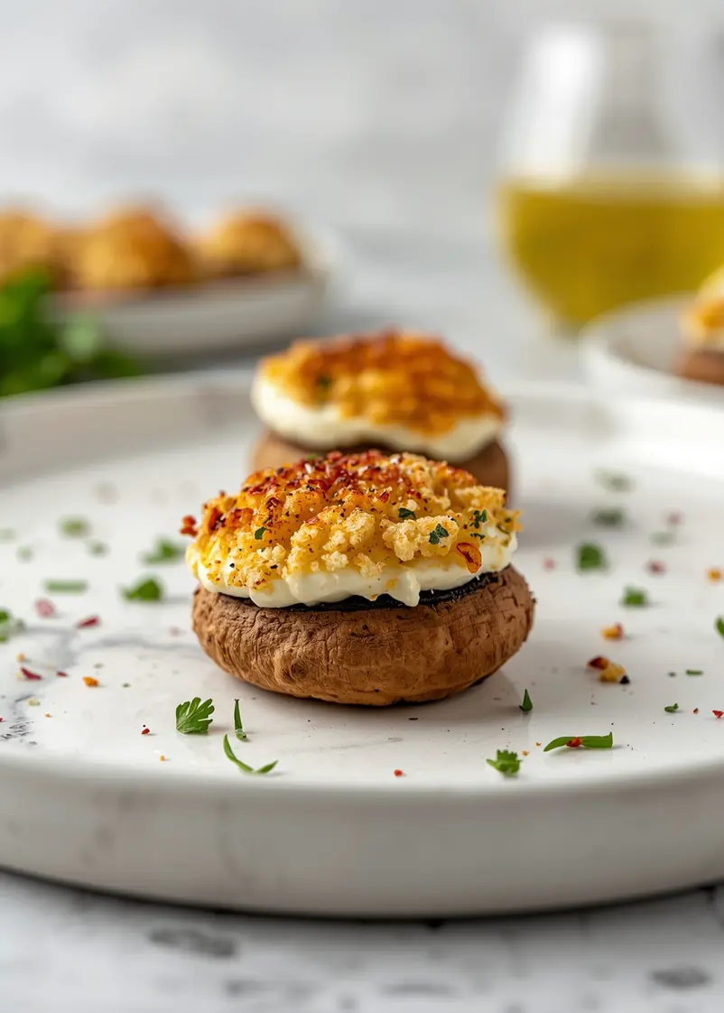 stuffed mushrooms crowd party ready to serve