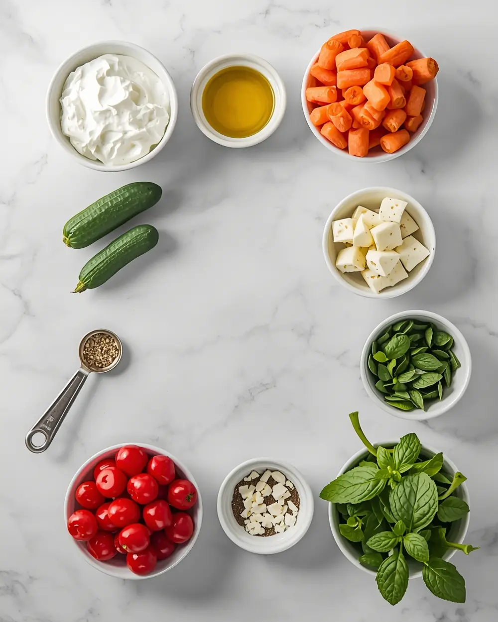 Ingredients for tzatziki veggie platter crowd