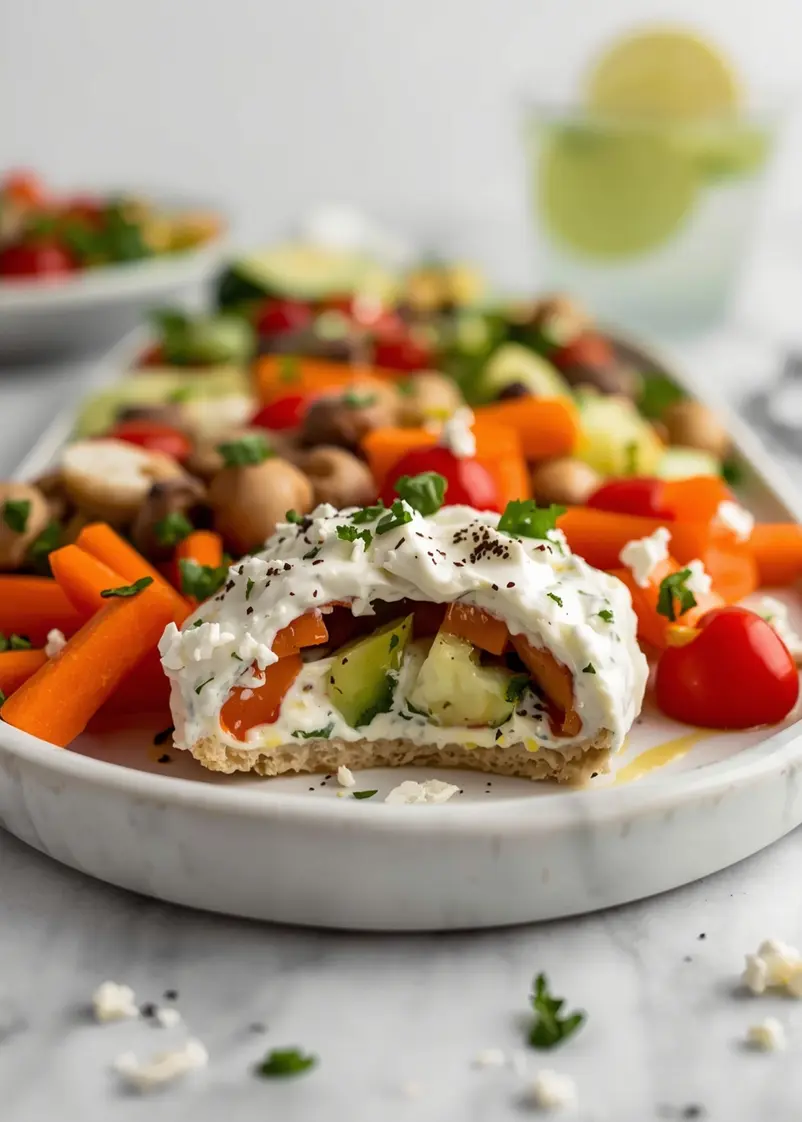 tzatziki veggie platter crowd ready to serve