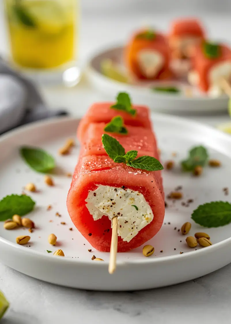 watermelon feta skewers party ready to serve