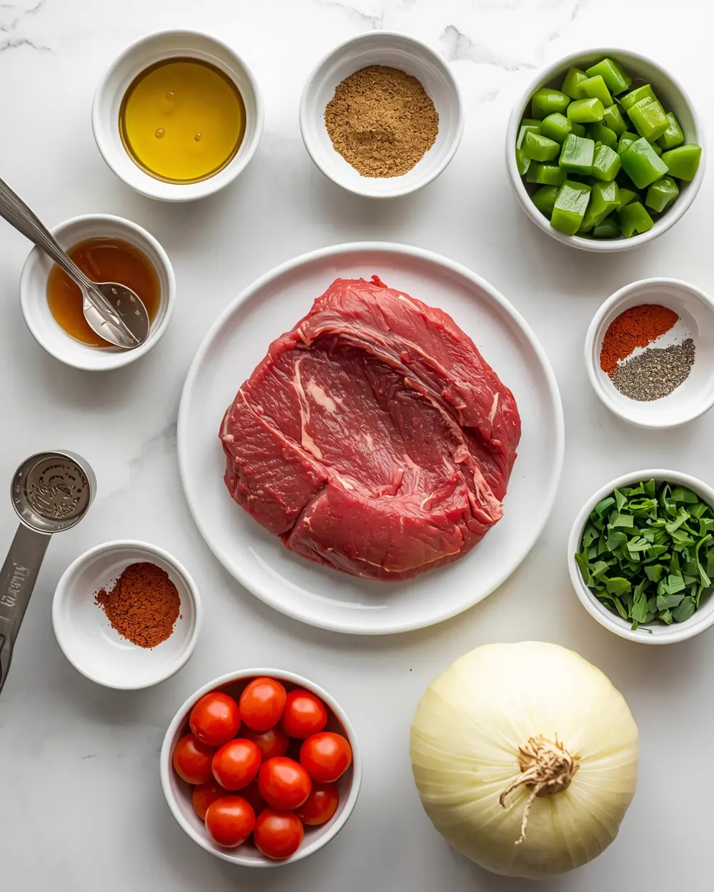 Ingredients for 4th of july beef kabobs crowd