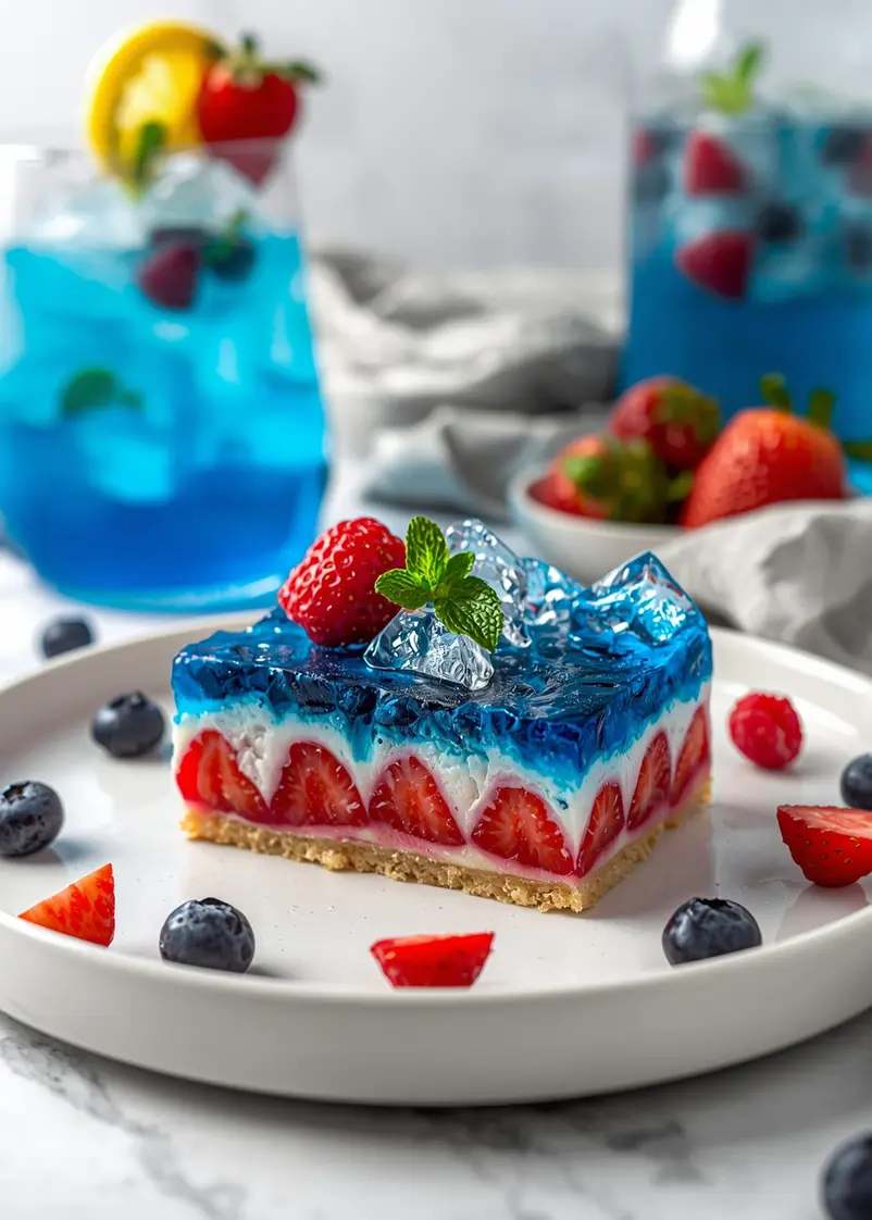 4th of july blue raspberry punch crowd ready to serve