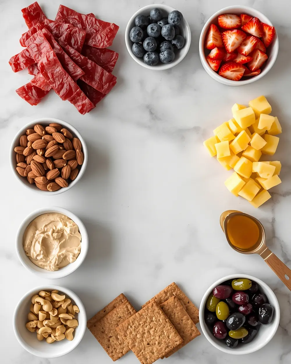Ingredients for 4th of july charcuterie board crowd