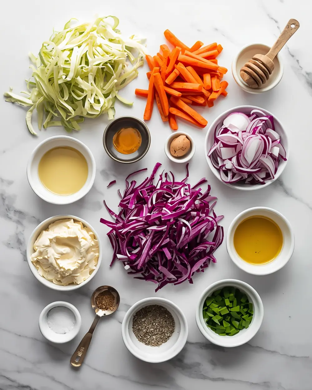 Ingredients for 4th of july coleslaw crowd