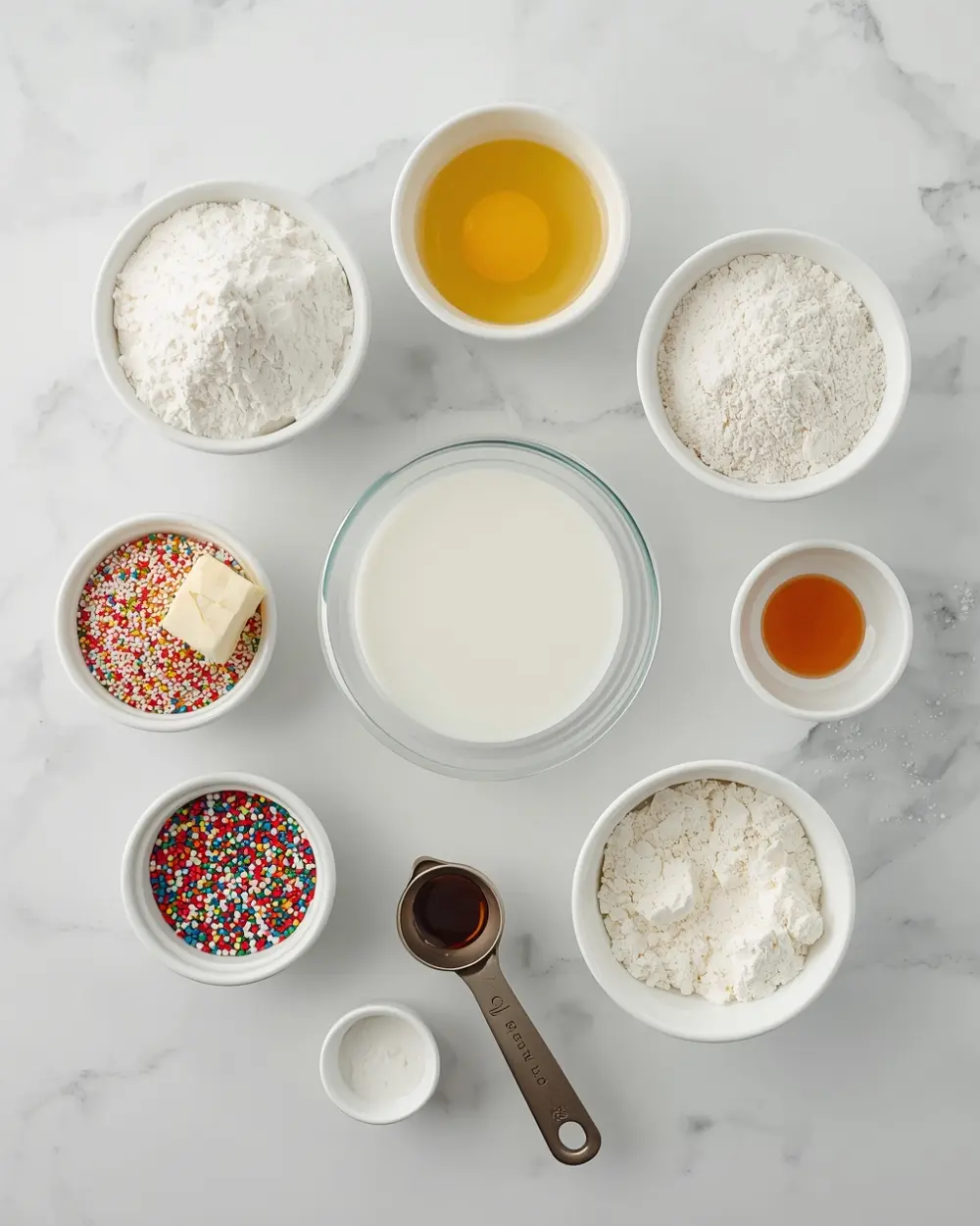 Ingredients for 4th of july confetti blondies crowd