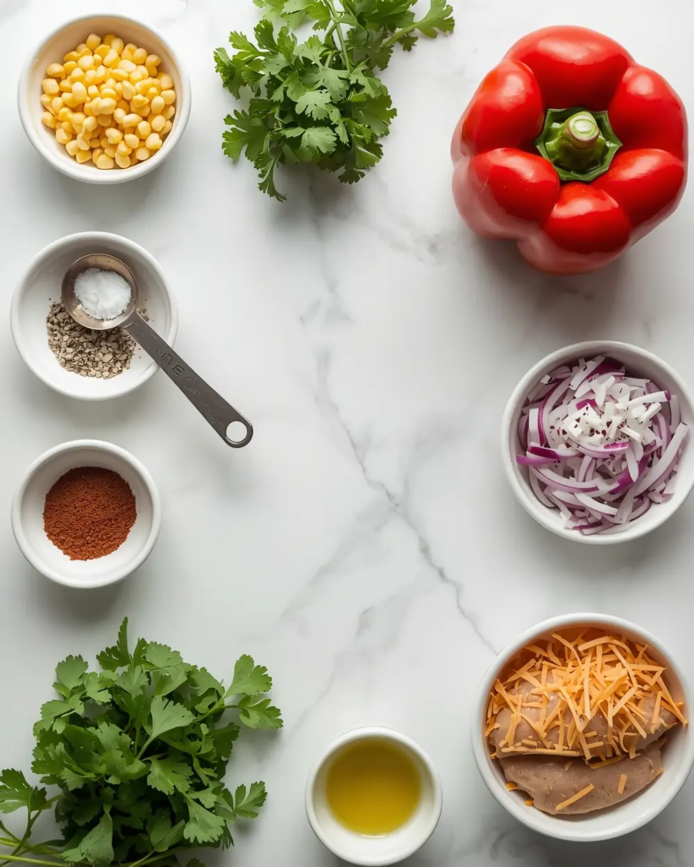 Ingredients for 4th of july corn salad crowd