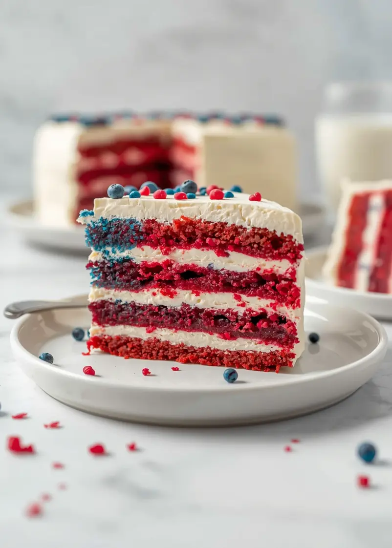4th of july flag cake crowd ready to serve