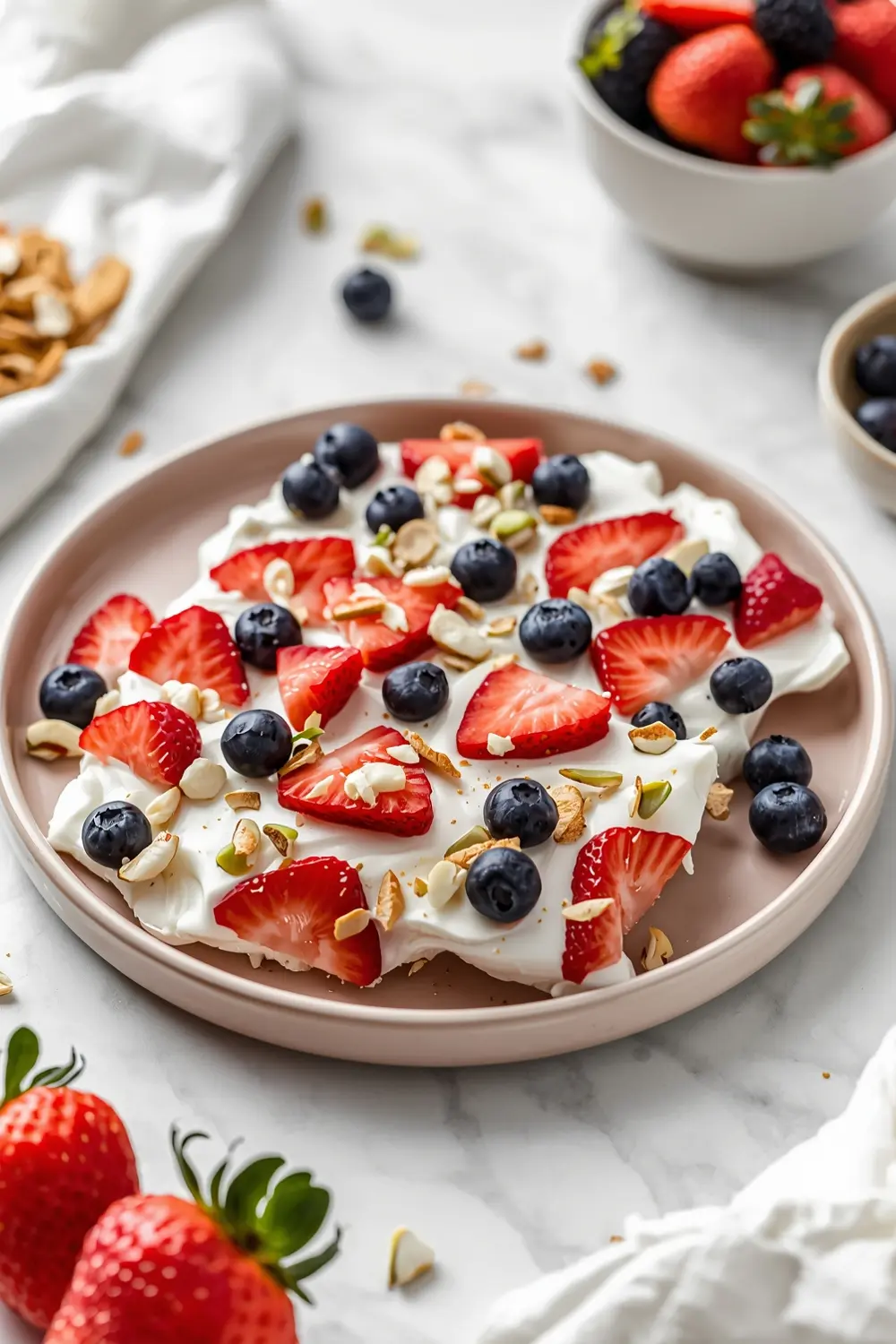 4th of july frozen yogurt bark crowd