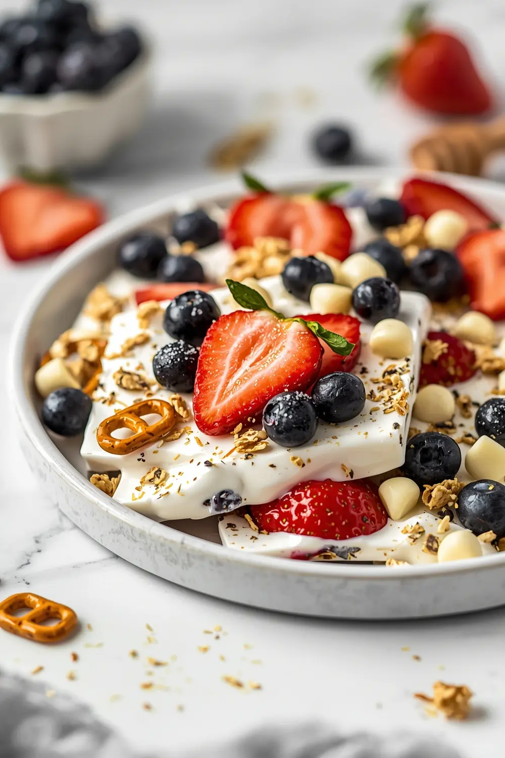 4th of july frozen yogurt bark crowd