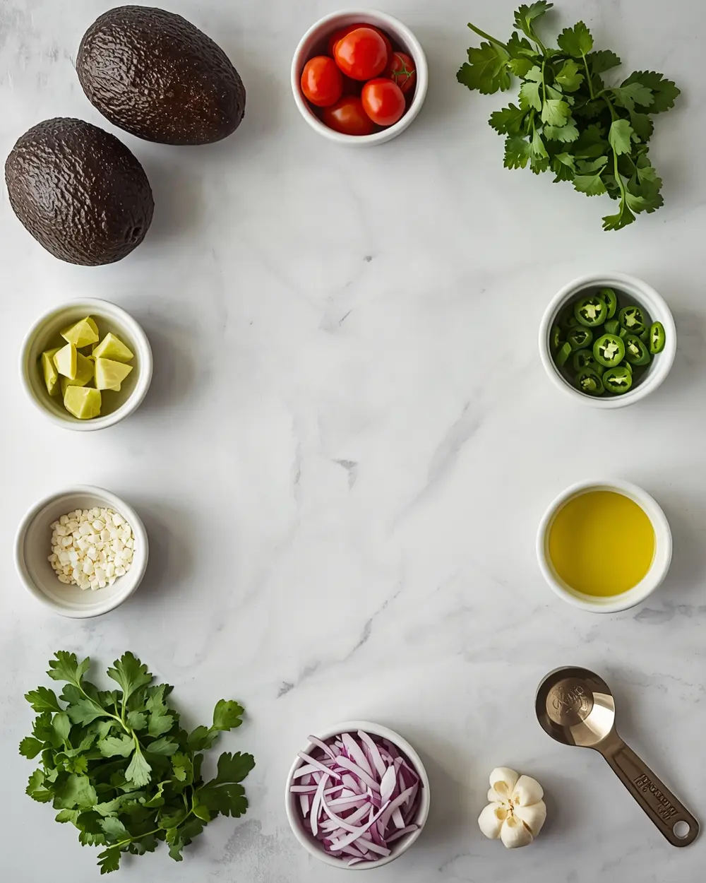 Ingredients for 4th of july guacamole crowd