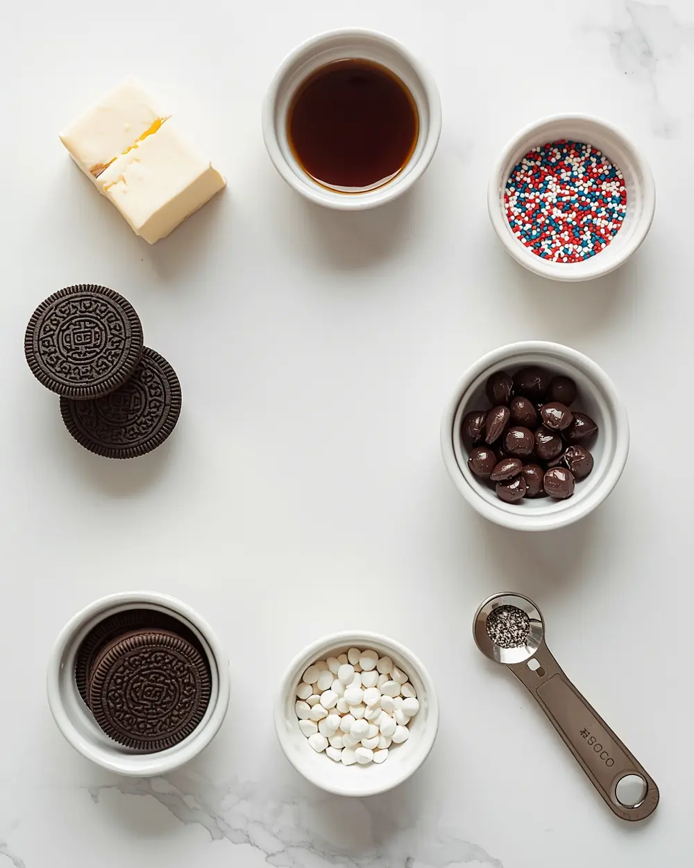 Ingredients for 4th of july oreo truffles crowd