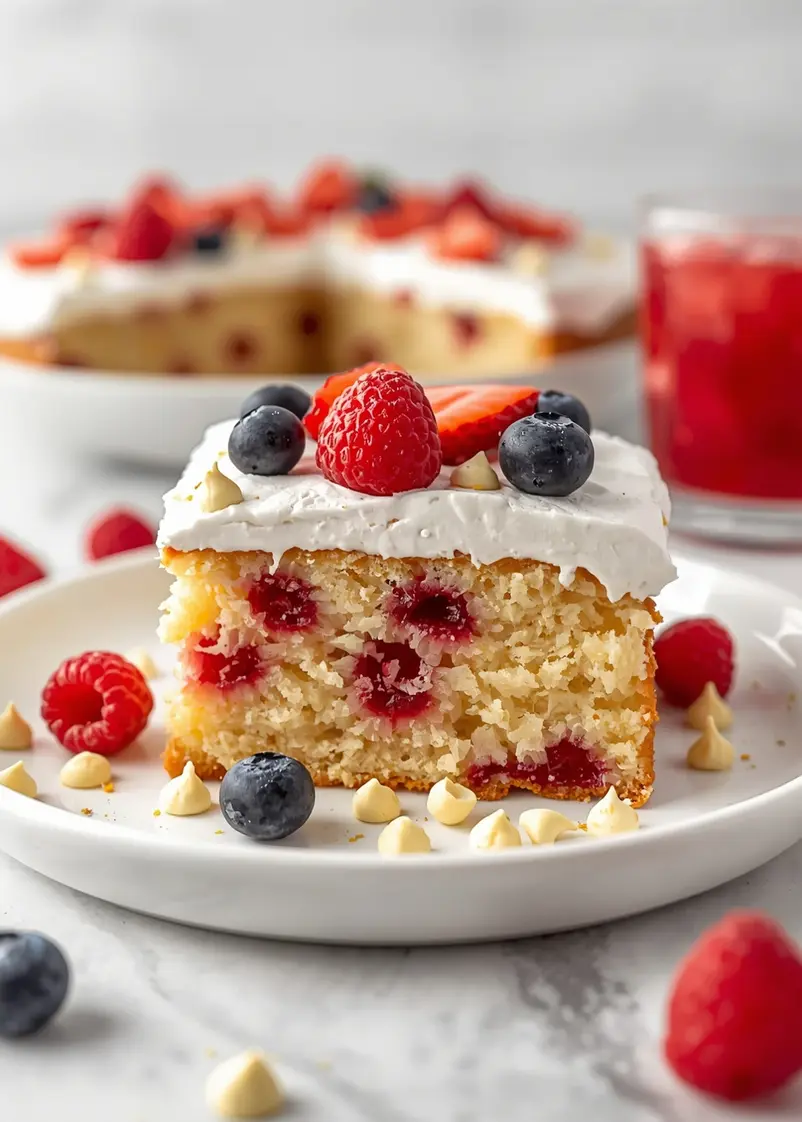 4th of july poke cake crowd ready to serve