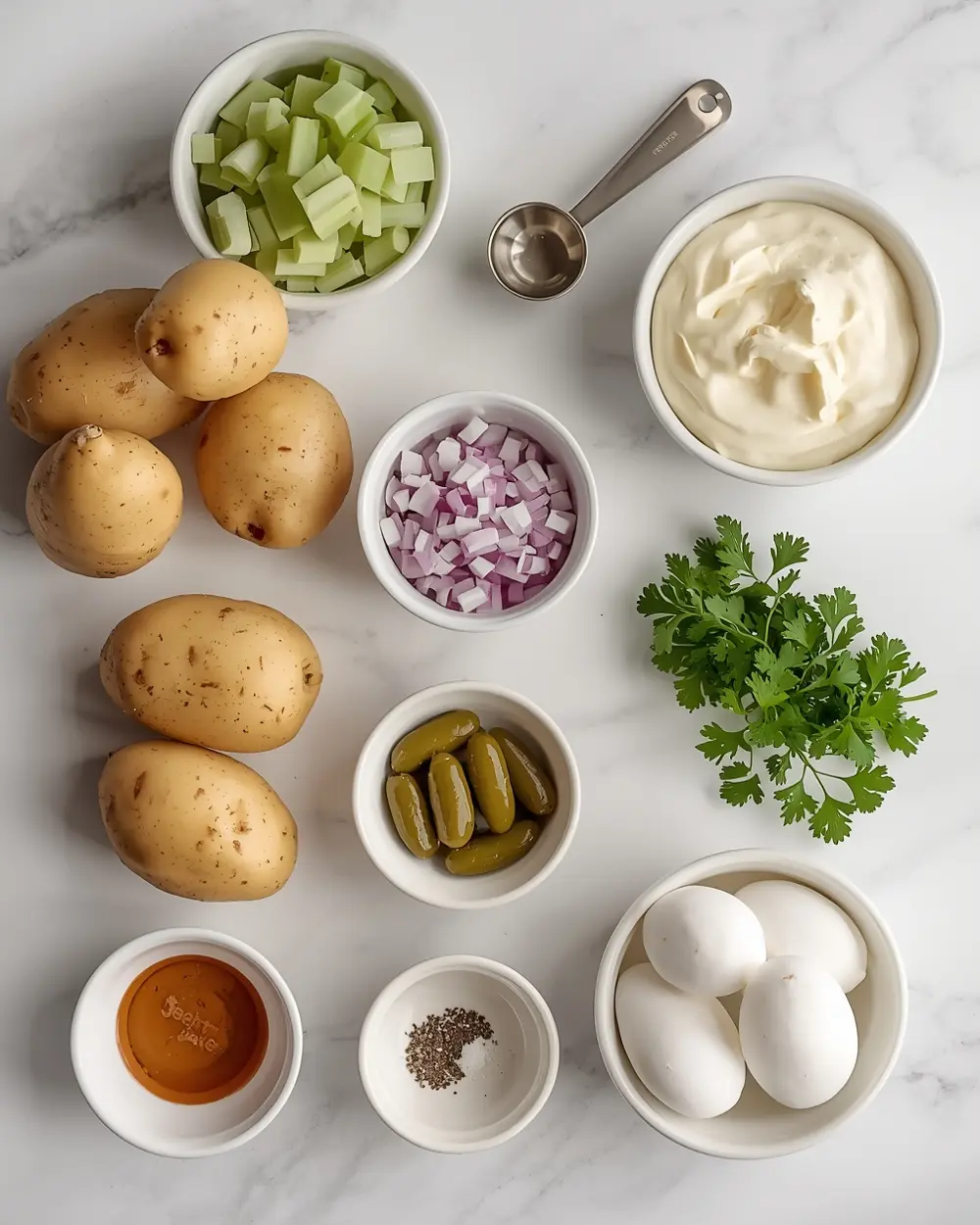 Ingredients for 4th of july potato salad crowd