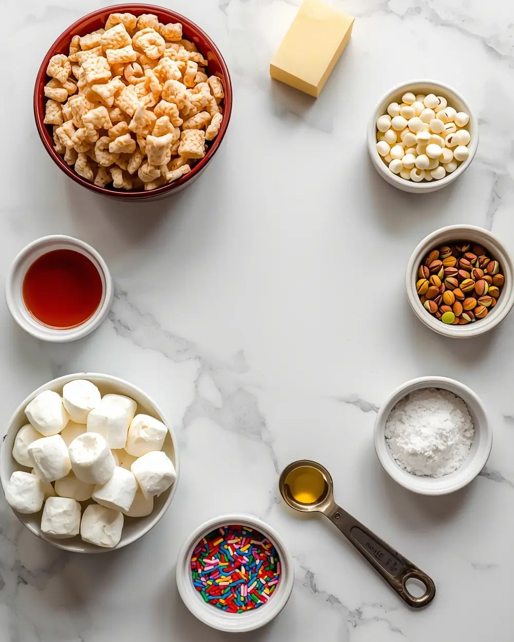 Ingredients for 4th of july rice krispie treats crowd