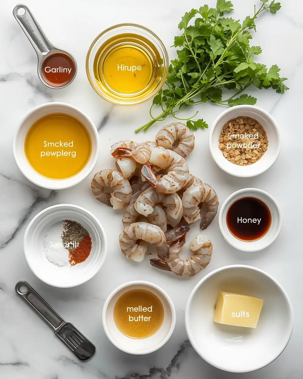 Ingredients for 4th of july shrimp skewers crowd