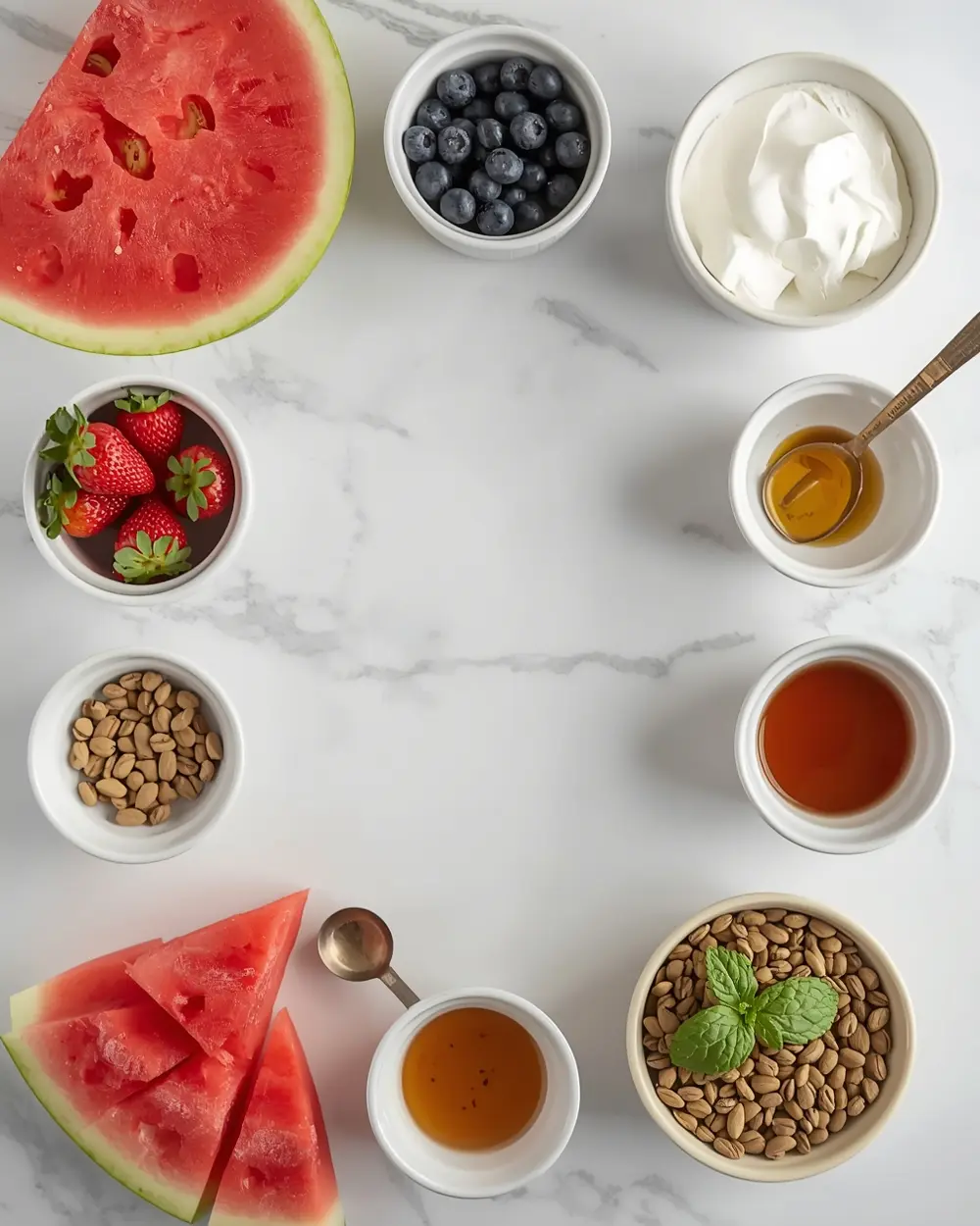 Ingredients for 4th of july watermelon pizza crowd